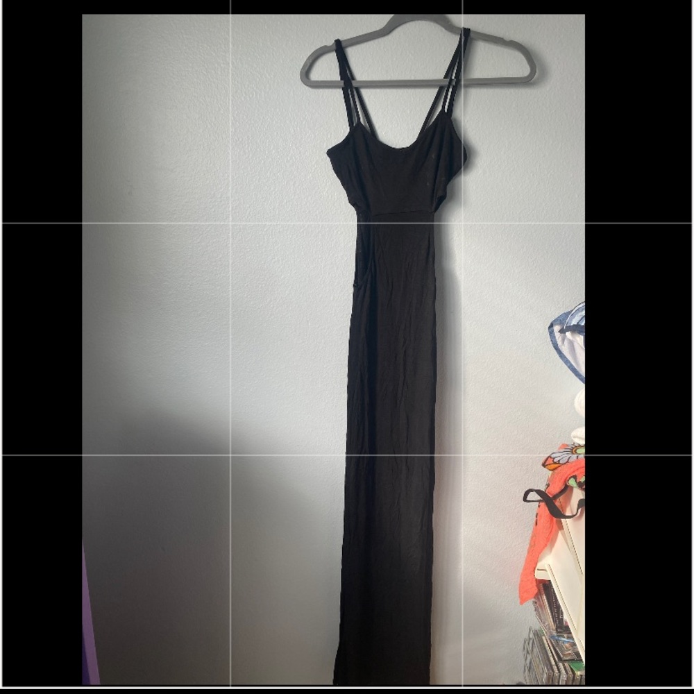 Long Black Dress with Side Cutouts